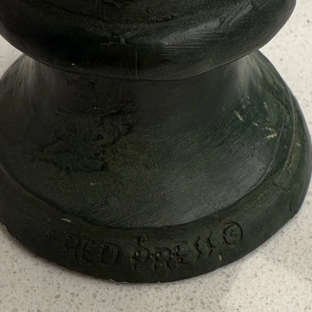 Vintage Fred Press Bust Sculpture Ballerina Woman Mid-Century Green Chalkware - Picture 11 of 14